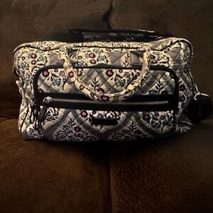Vera Bradley Weekender Duffel – Gray Floral Quilted Travel Bag